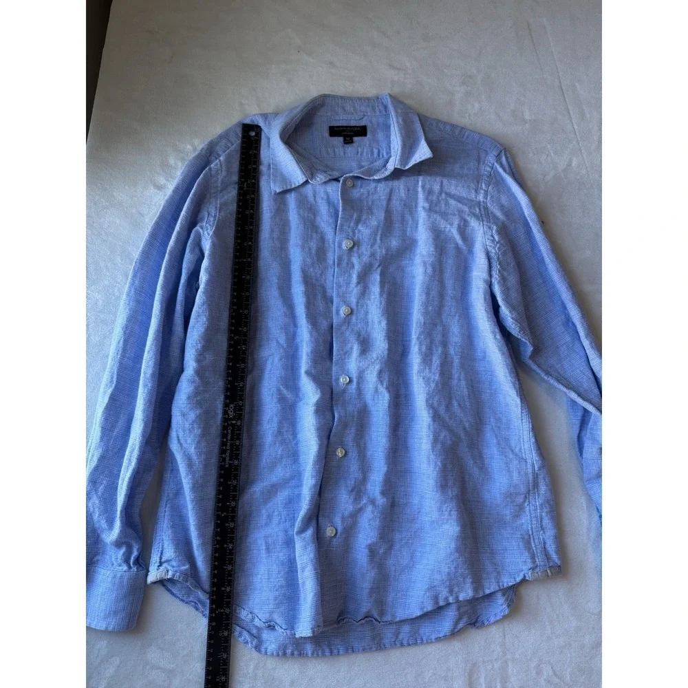 Banana Republic Light Blue Linen Blend Dress Shirt Men's XL Long Sleeve Formal